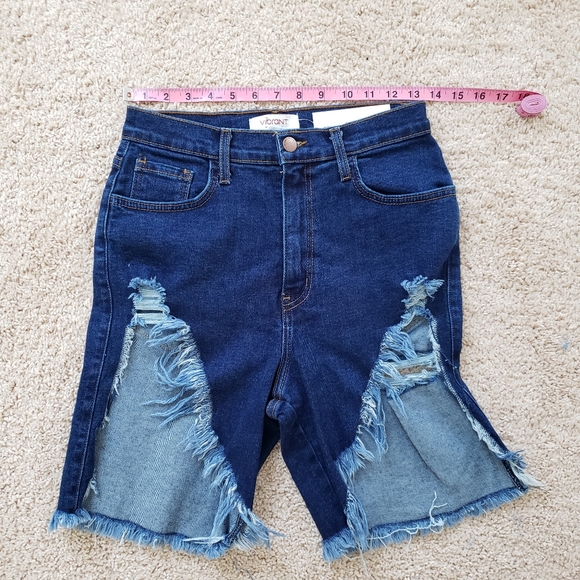 Vibrant She Bad Dark Denim Jeans Shorts - Picture 7 of 7